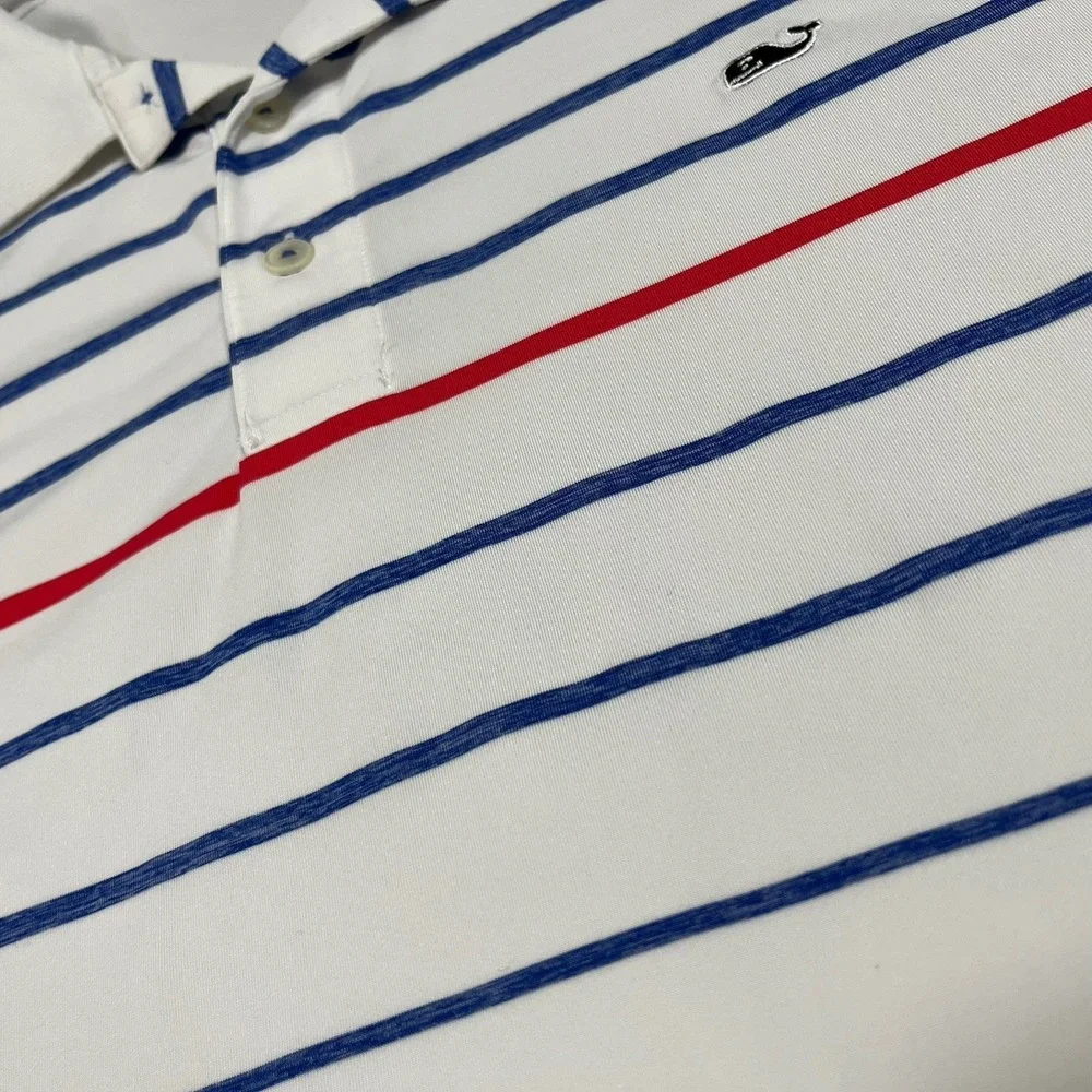 Vineyard Vines Polo Men's Sz XL Striped Lightweight Performance Golf Shirt - Picture 5 of 7